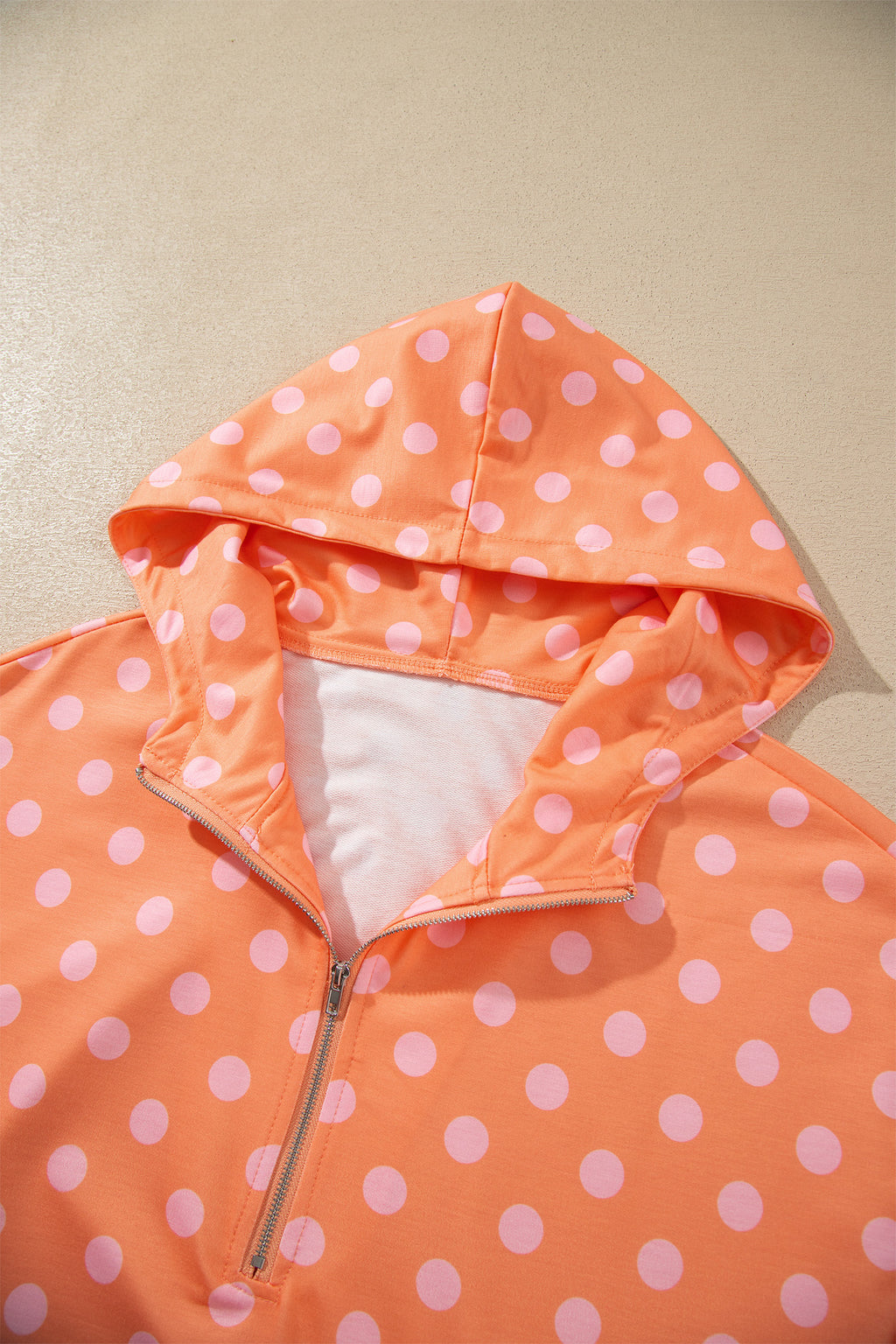 Pink Polka Dot Hooded Long Sleeve Top Casual Mini Skort Set