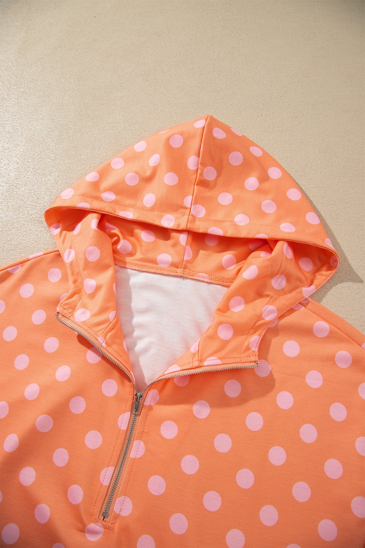 Pink Polka Dot Hooded Long Sleeve Top Casual Mini Skort Set