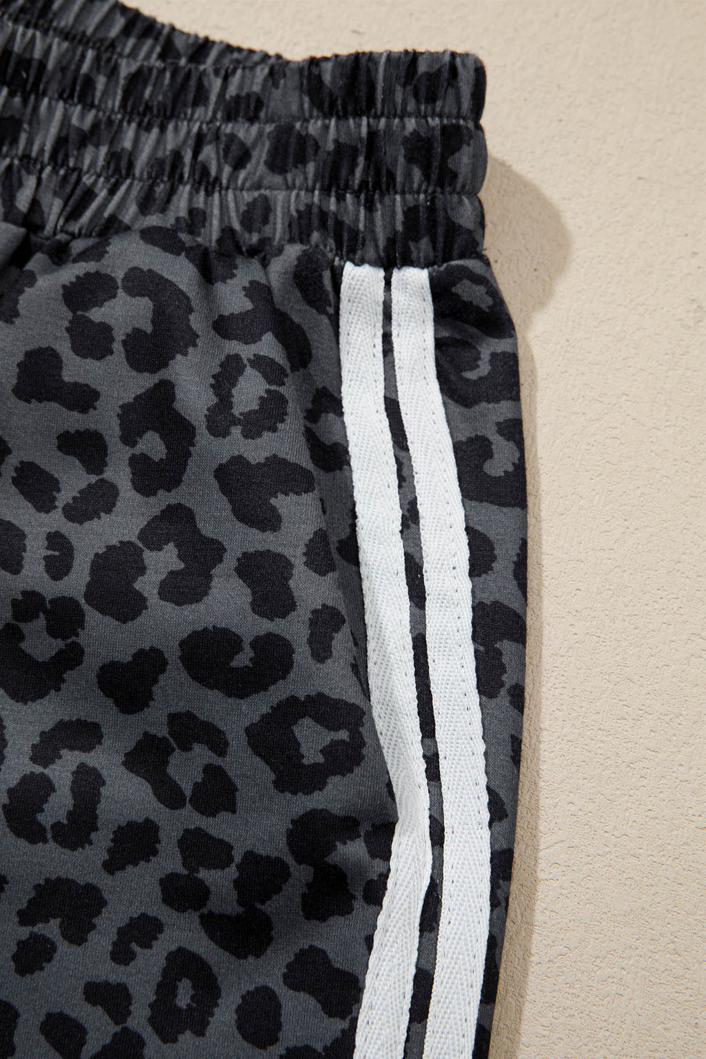 Pink Leopard Print Varsity Striped Detail 3/4 Sleeve Top Shift Pant Set