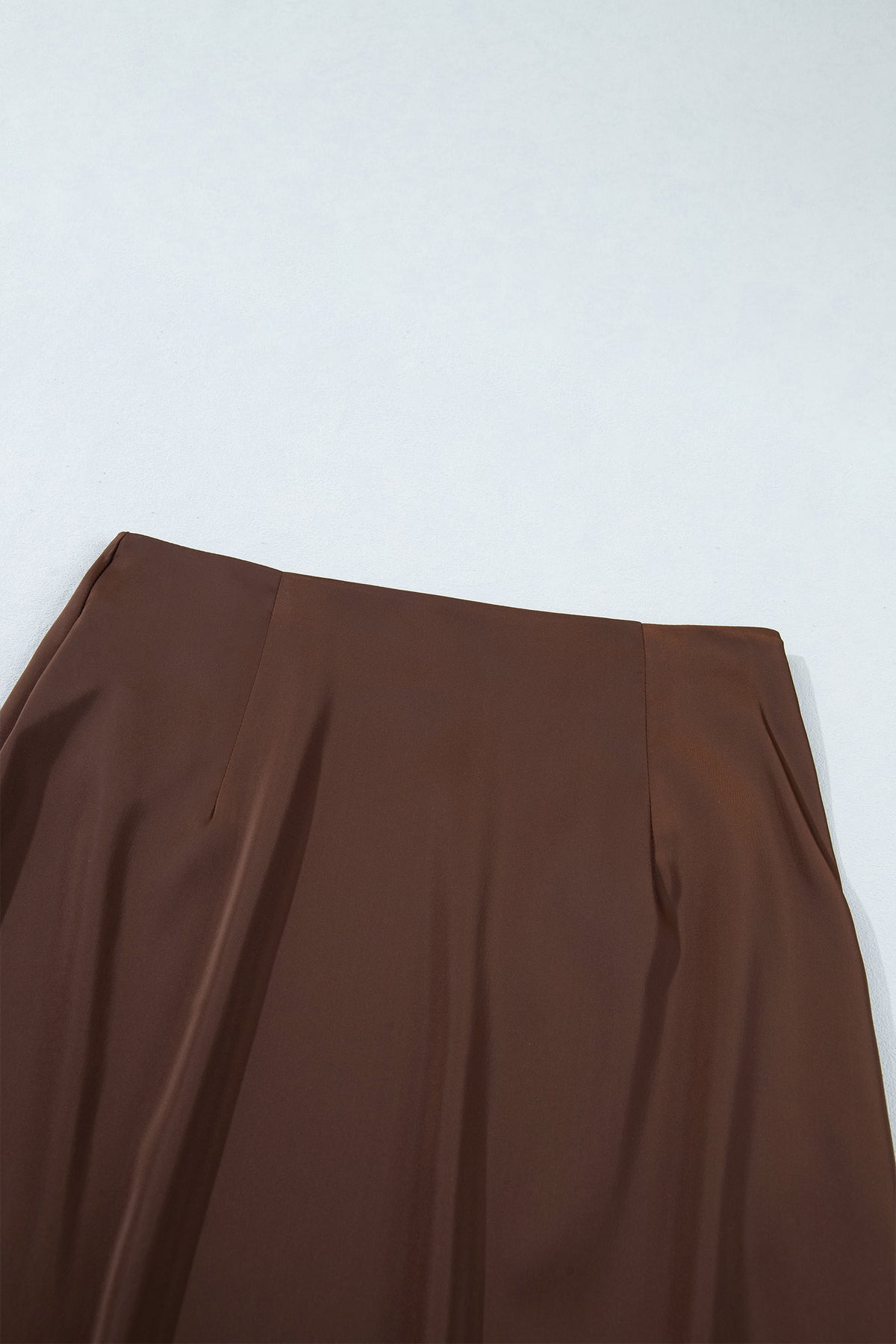 Dark Brown Lace Patchwork Hem Long Casual Shift Skirt