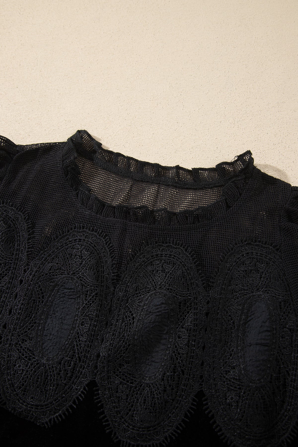 Black Embroidered Velvet Short Sleeve Mini Shift Dress