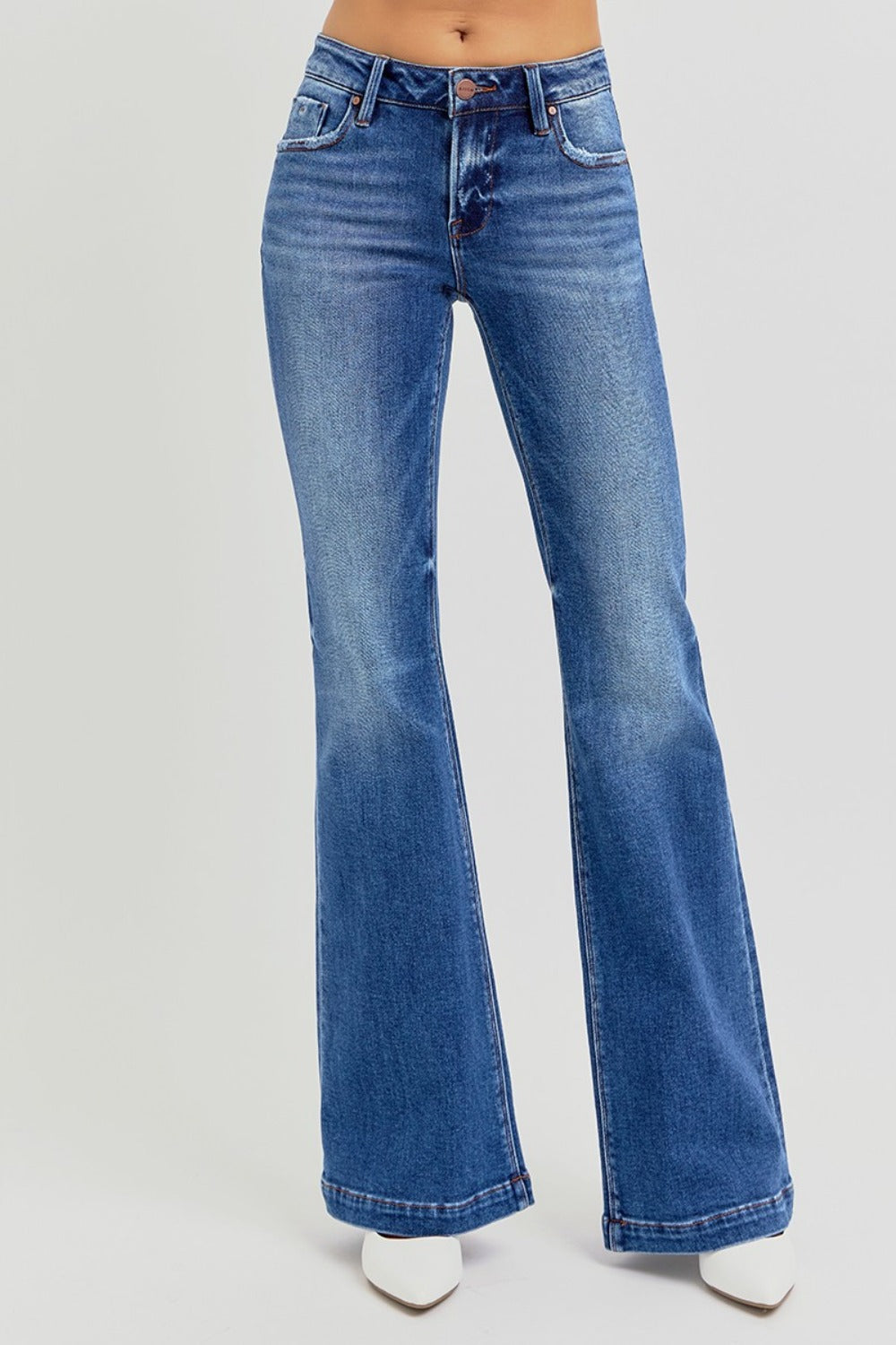 RISEN Low Rise Flared Leg Blue Denim Jeans