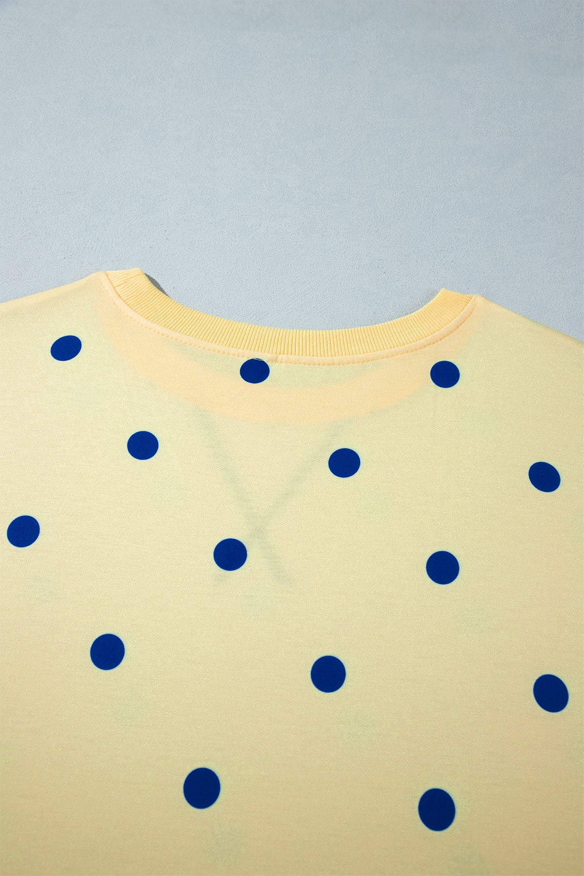 Beige Round Neck Long Sleeve Polka Dot Plus Size Top