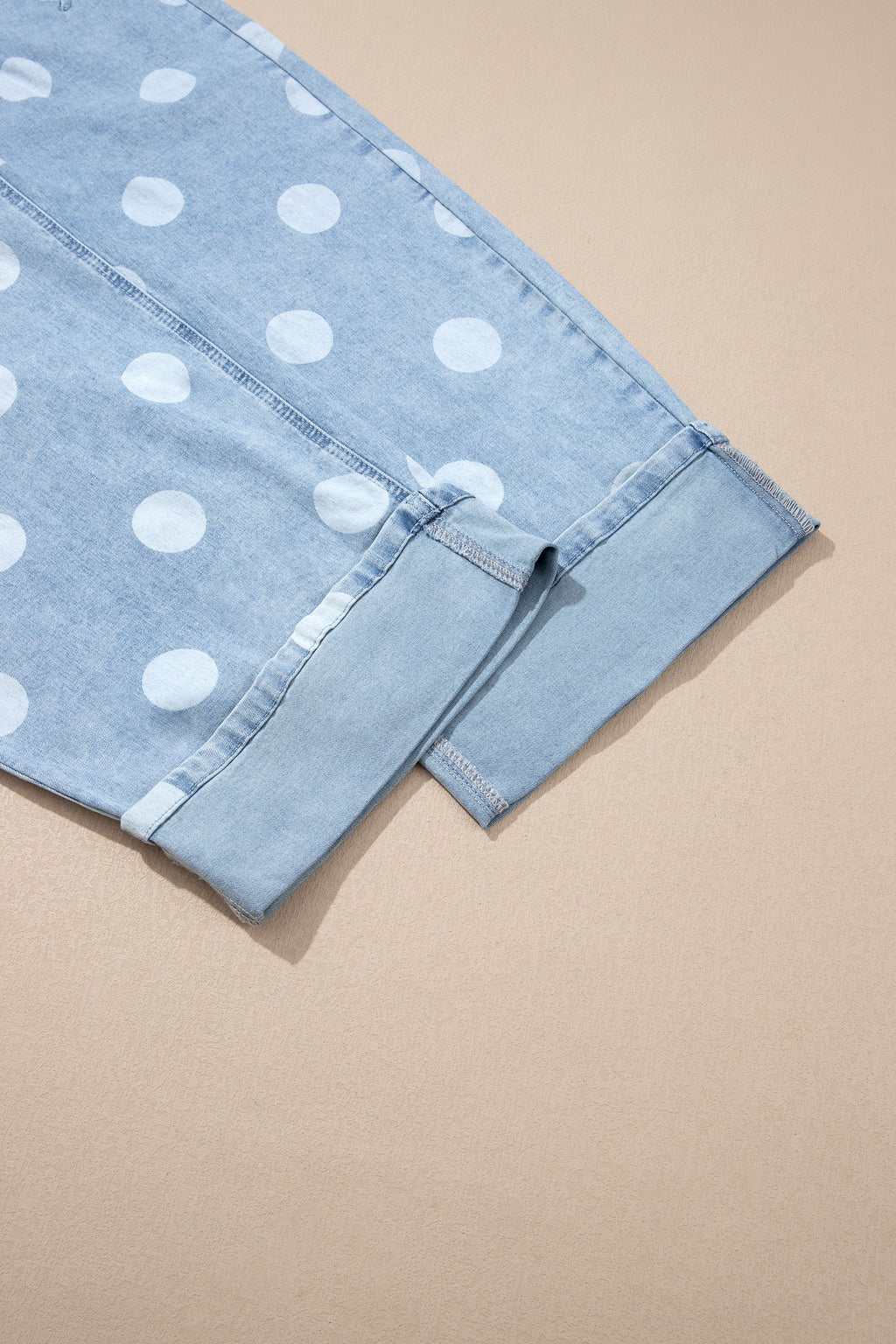 Brown Polka Dot Ankle-Length Metal Button Casual Jeans