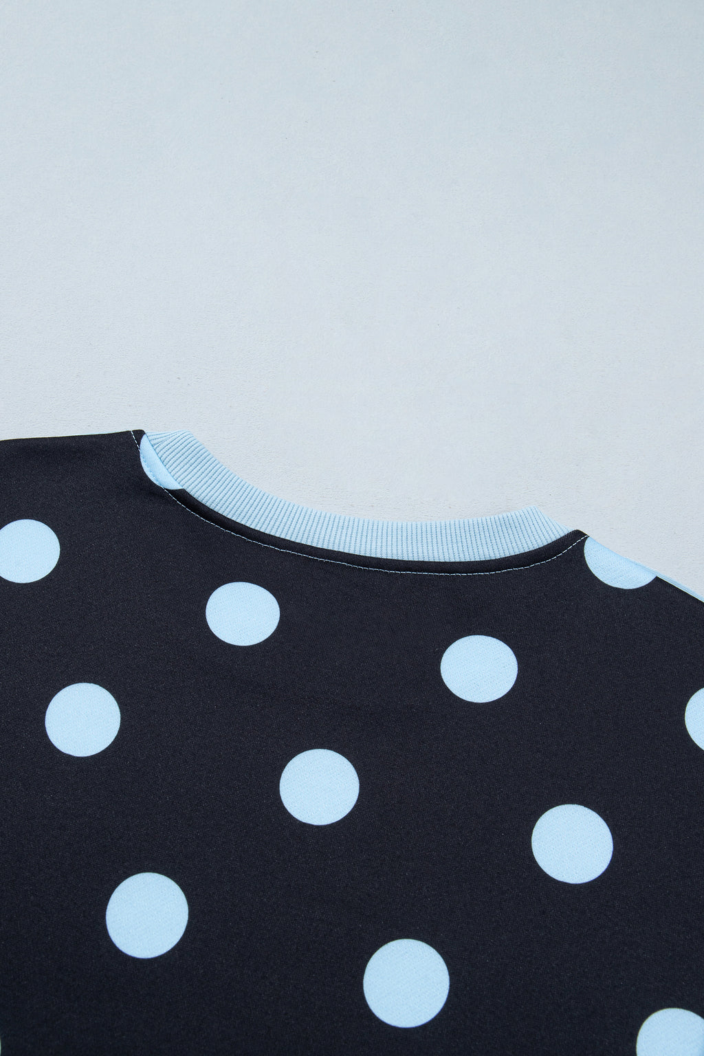 White Polka Dot Contrast Patchwork Round Neck Baggy Sweatshirt
