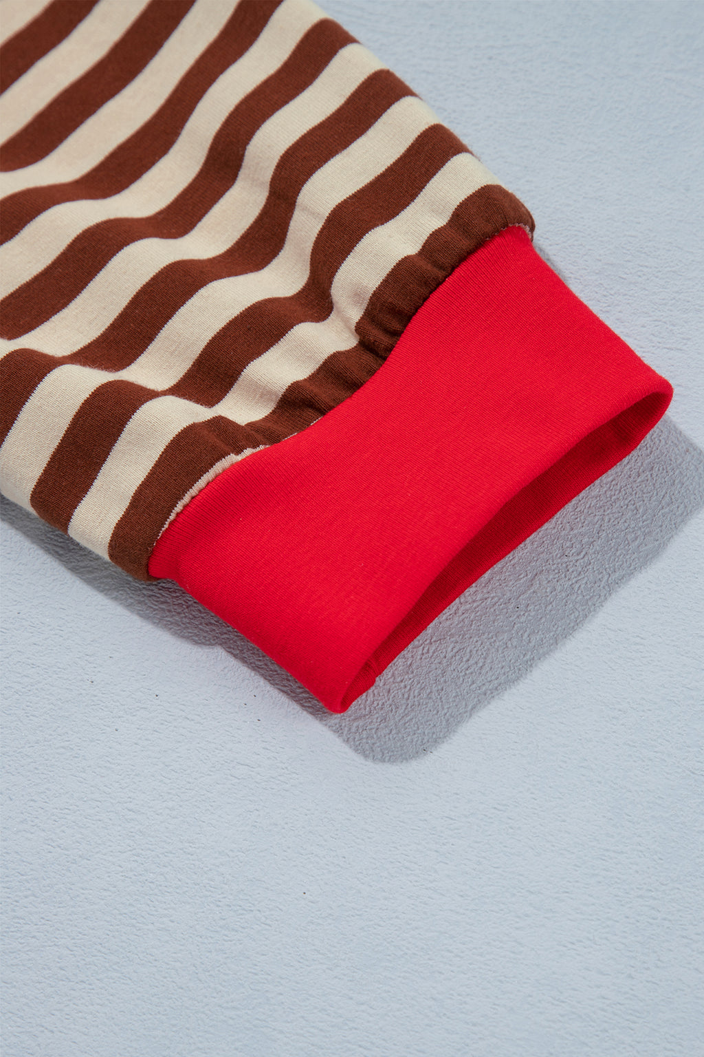 Khaki Stripe Striped Colorblock Cuffs Round Neck Long Sleeve Shift Dress