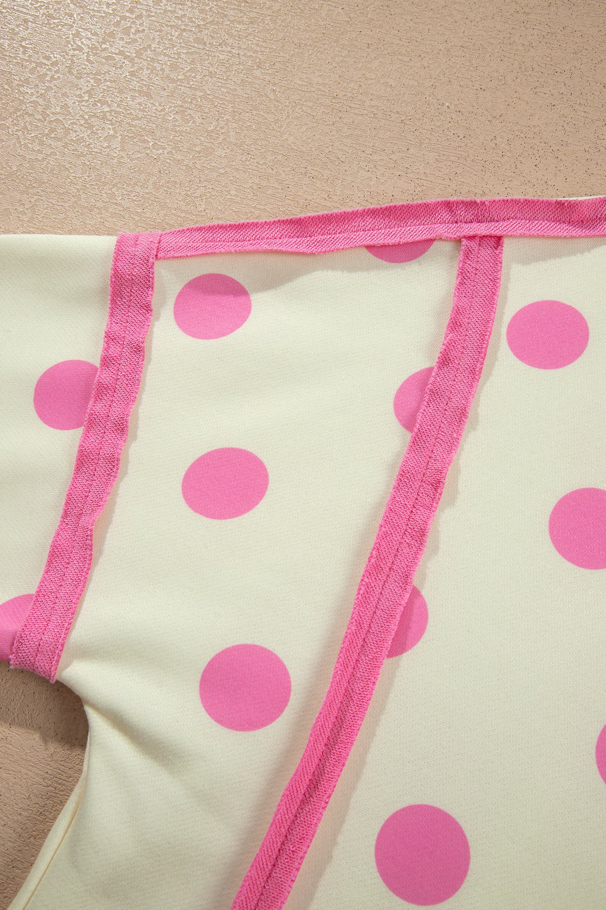 White Polka Dot Contrast Patchwork Round Neck Baggy Sweatshirt