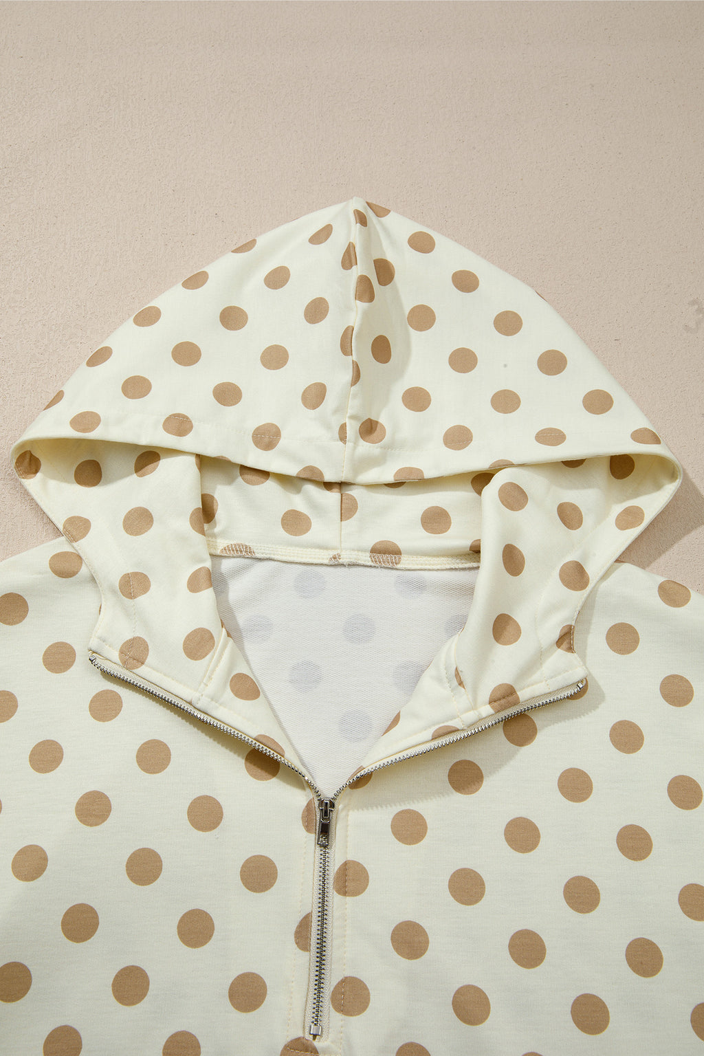 Pink Polka Dot Hooded Long Sleeve Top Casual Mini Skort Set