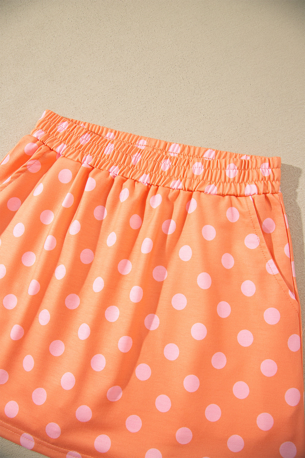 Pink Polka Dot Hooded Long Sleeve Top Casual Mini Skort Set