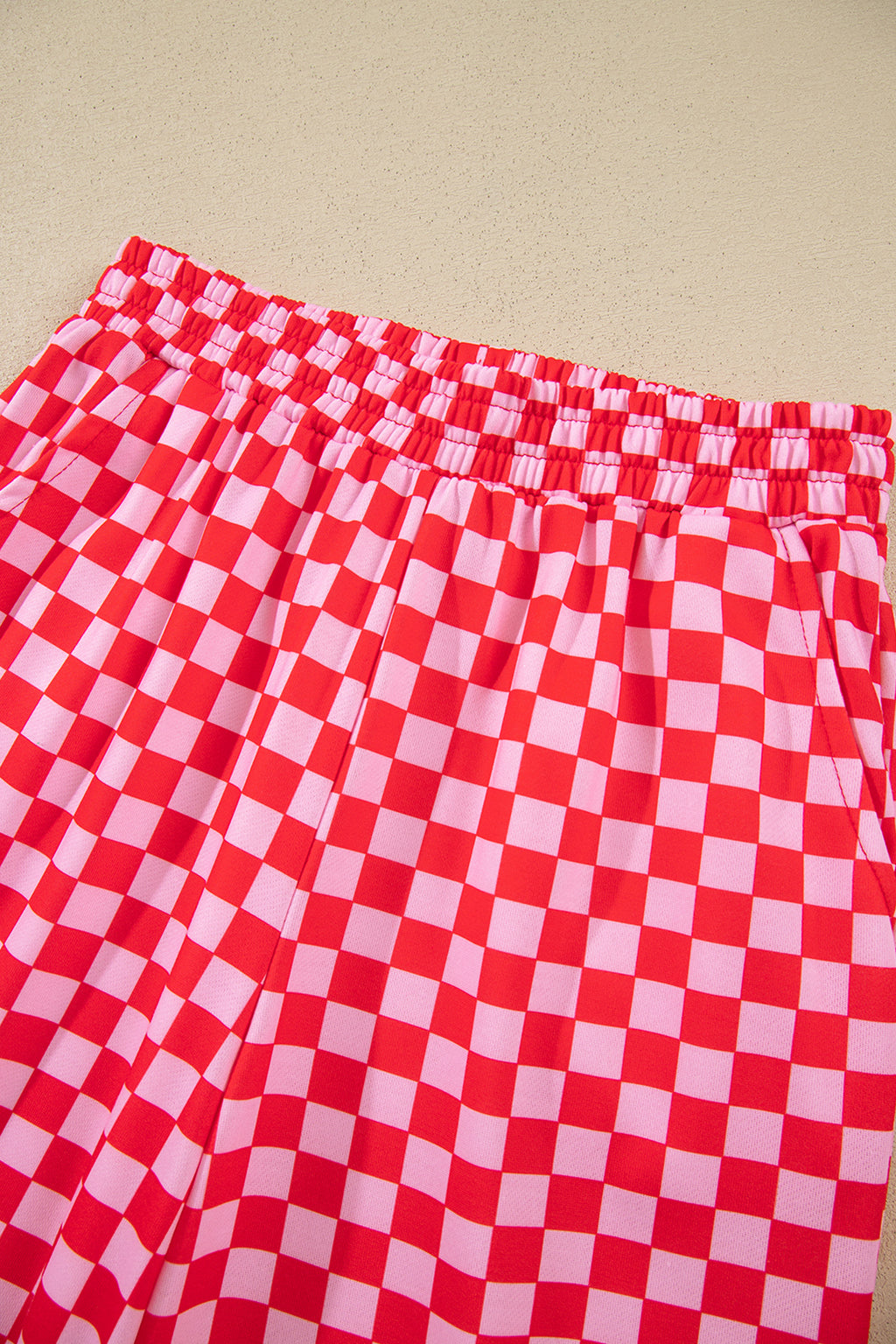 Red Christmas Slogan Graphic Plaid Contrast Two-piece Pant Set