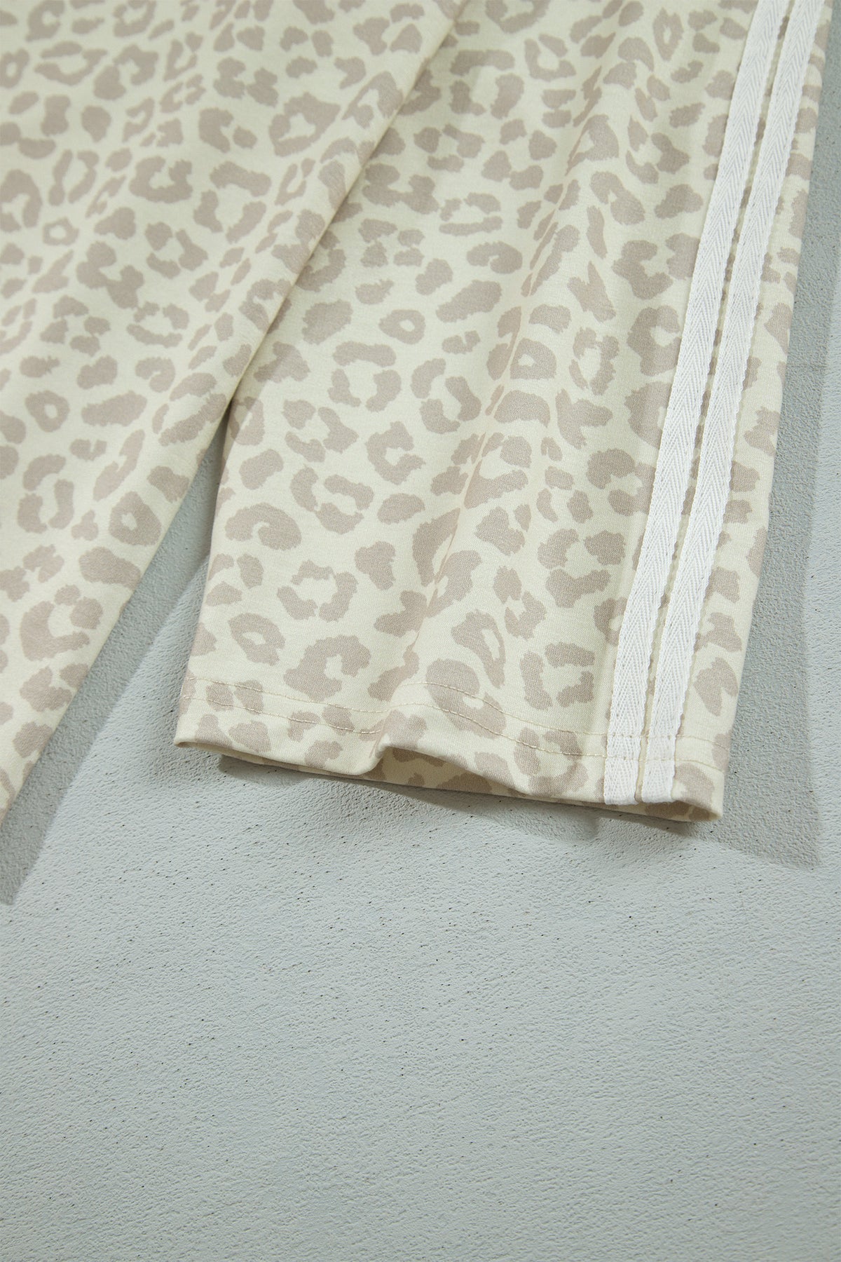 Pink Leopard Print Varsity Striped Detail 3/4 Sleeve Top Shift Pant Set