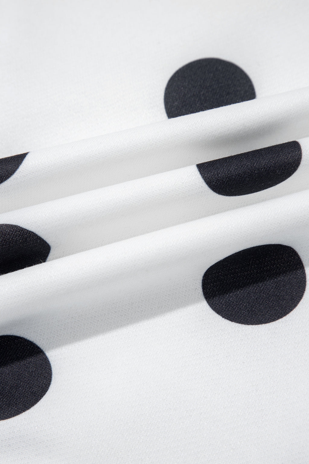White Polka Dot Contrast Patchwork Round Neck Baggy Sweatshirt
