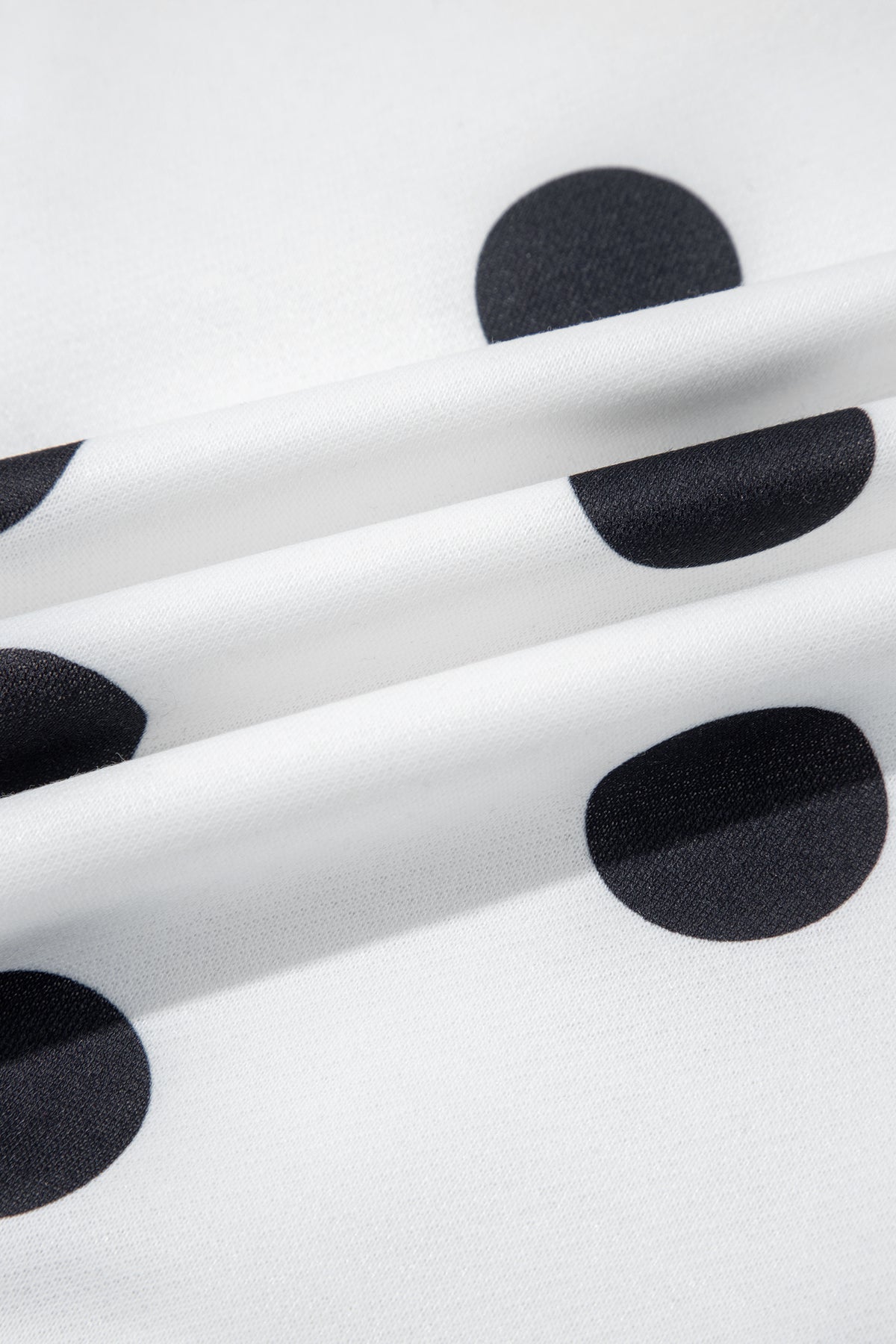 White Polka Dot Contrast Patchwork Round Neck Baggy Sweatshirt